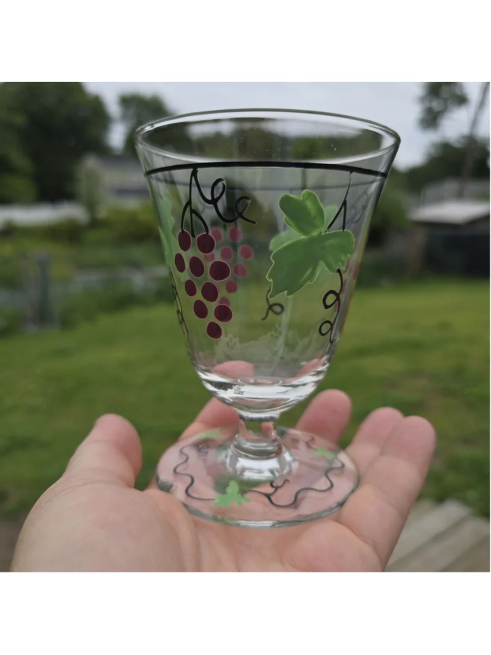 MCM Mid Century Hand Painted Franciscan Ware Wine Glasses Goblets 6 pc Set